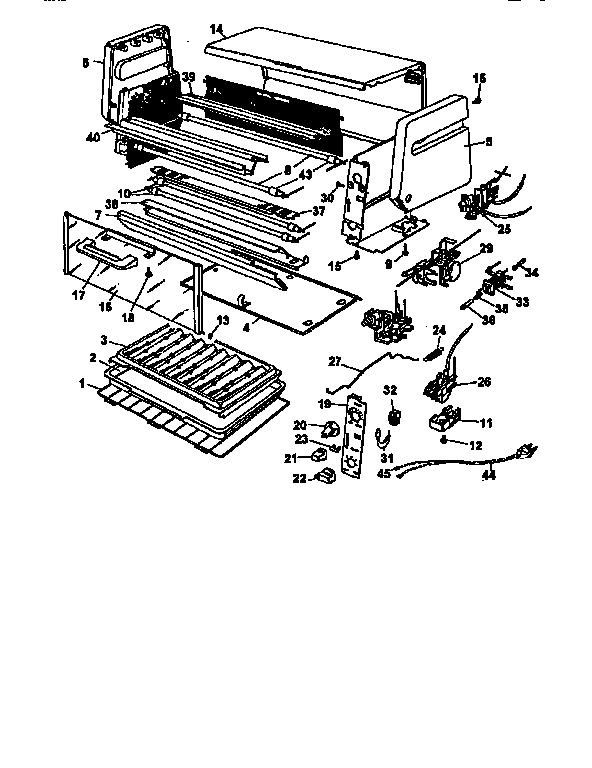 Replacement Parts Diagram and Parts List for TRO205 Type 1 Black and Decker Toaster Oven